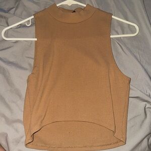 Tan off the shoulder crop top